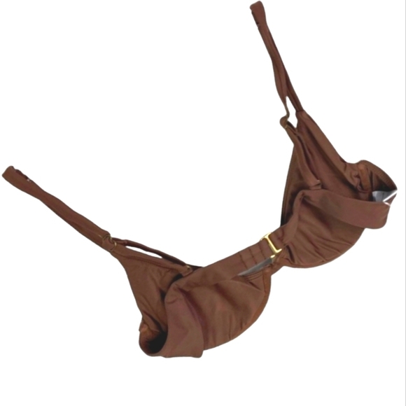 Andie Swim Sicily Bikini Top Espresso Brown Adj Straps Removable Cups Sz MED NWT - Picture 8 of 14